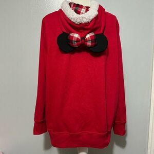 Disney Parks Plaid Zip up Sweatshirt Minnie Mouse Hood Christmas Jacket size 3X